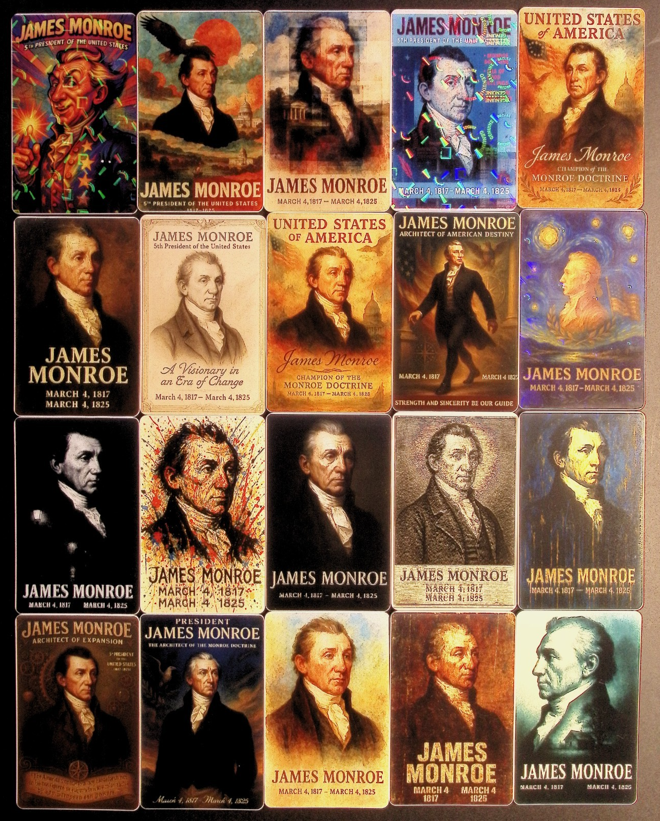 James Monroe President of the United States x20 Card Lot (no dupes)
