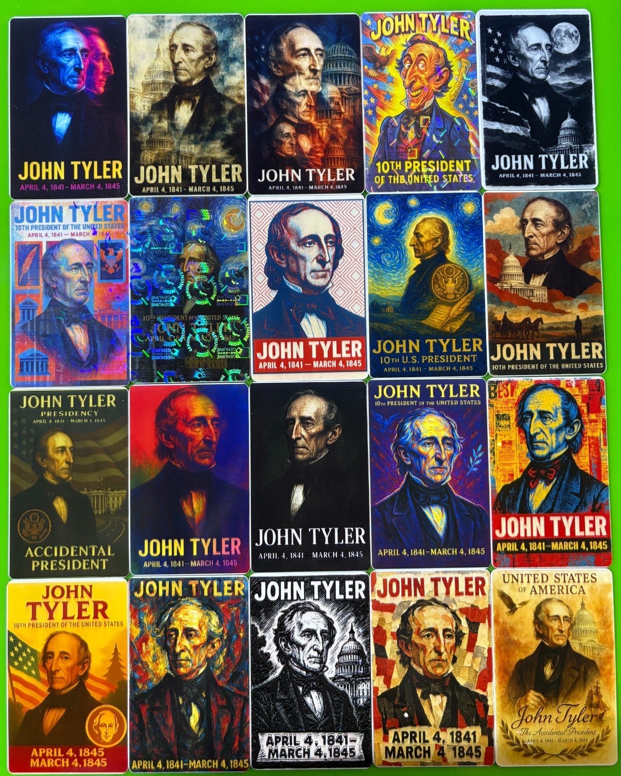 John Tyler President of the United States x20 Card Lot (no dupes)