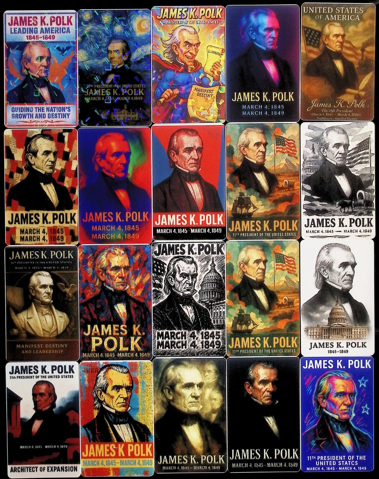 James K. Polk President of the United States x20 Card Lot (no dupes)