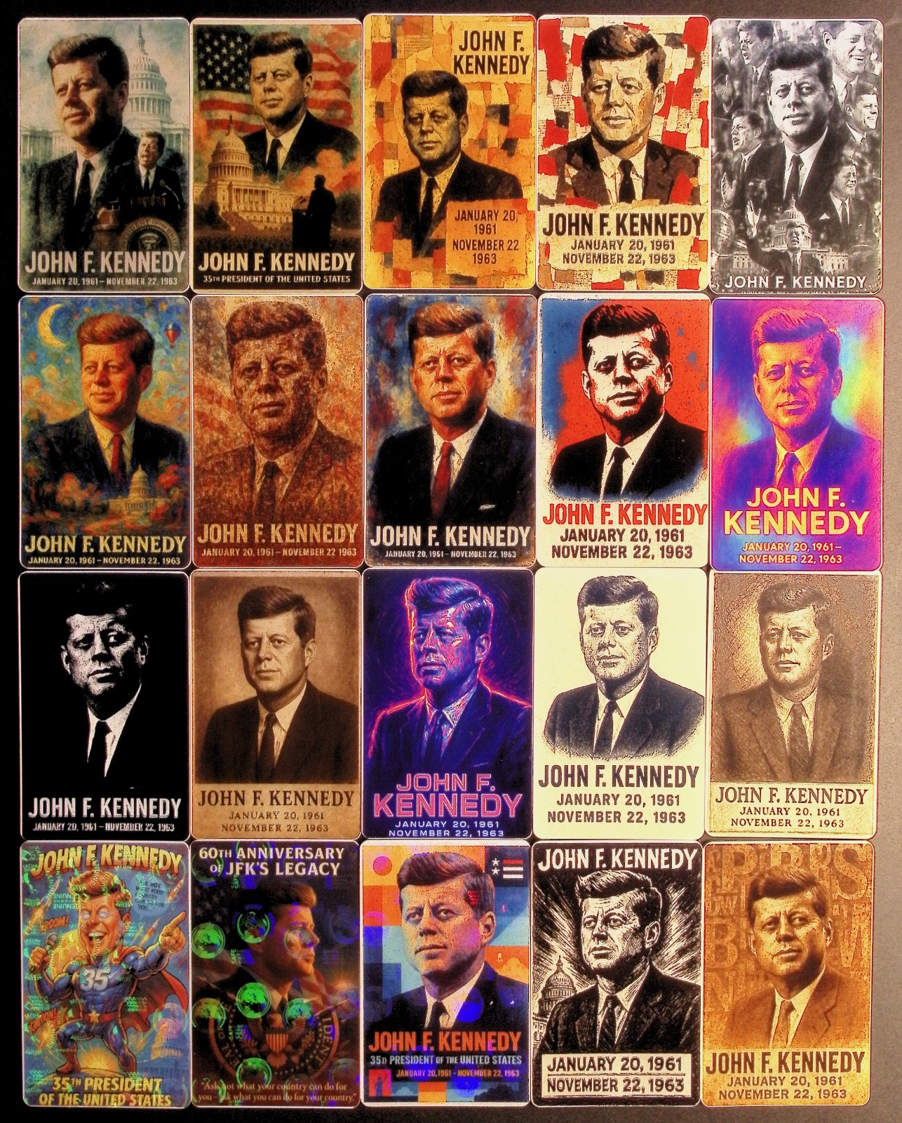 Joh F Kennedy JFK President of the United States x20 Card Lot (no dupes)