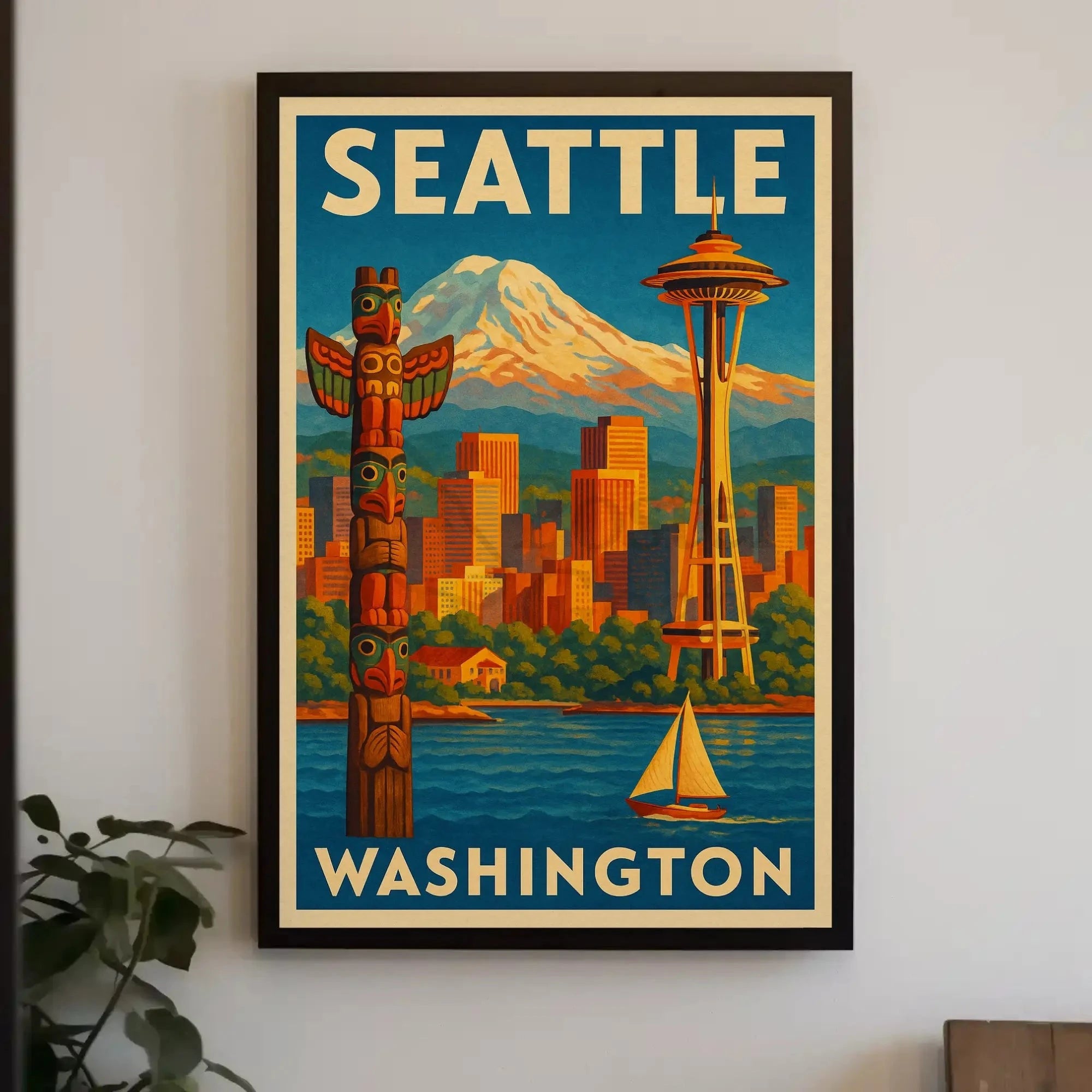 Seattle's Iconic Skyline Vintage Travel Poster