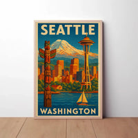 Seattle's Iconic Skyline Vintage Travel Poster