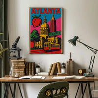 Atlanta Peachtree Vintage Style Travel Poster