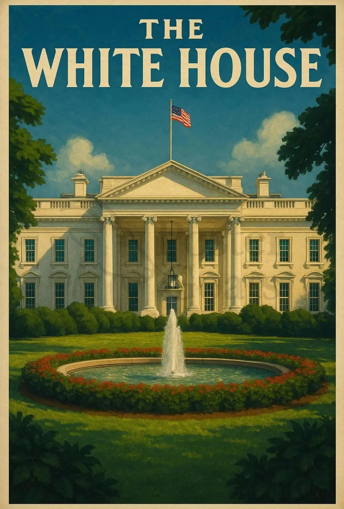 White House Vintage Travel Landmark Historical Poster