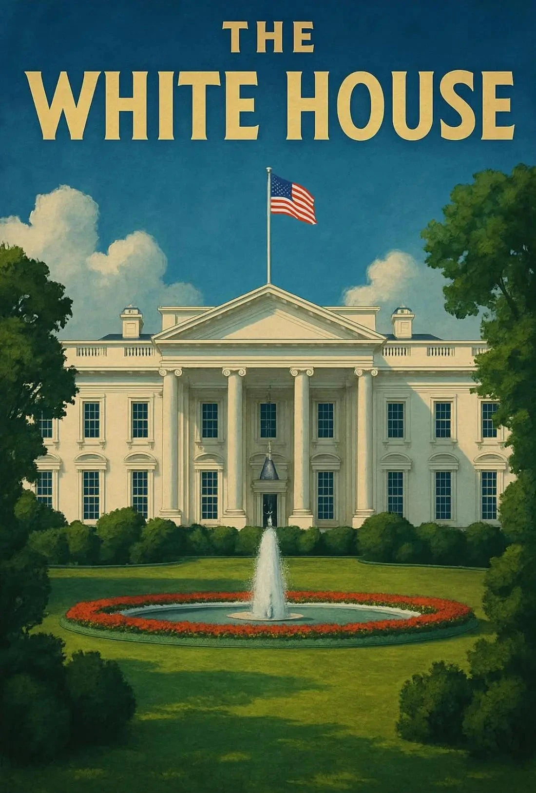 White House Patriotic Vintage Travel Poster