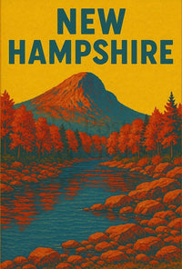 New Hampshire Autumn Landscape Vintage Travel Poster