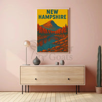 New Hampshire Autumn Landscape Vintage Travel Poster