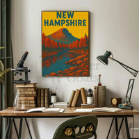 New Hampshire Autumn Landscape Vintage Travel Poster