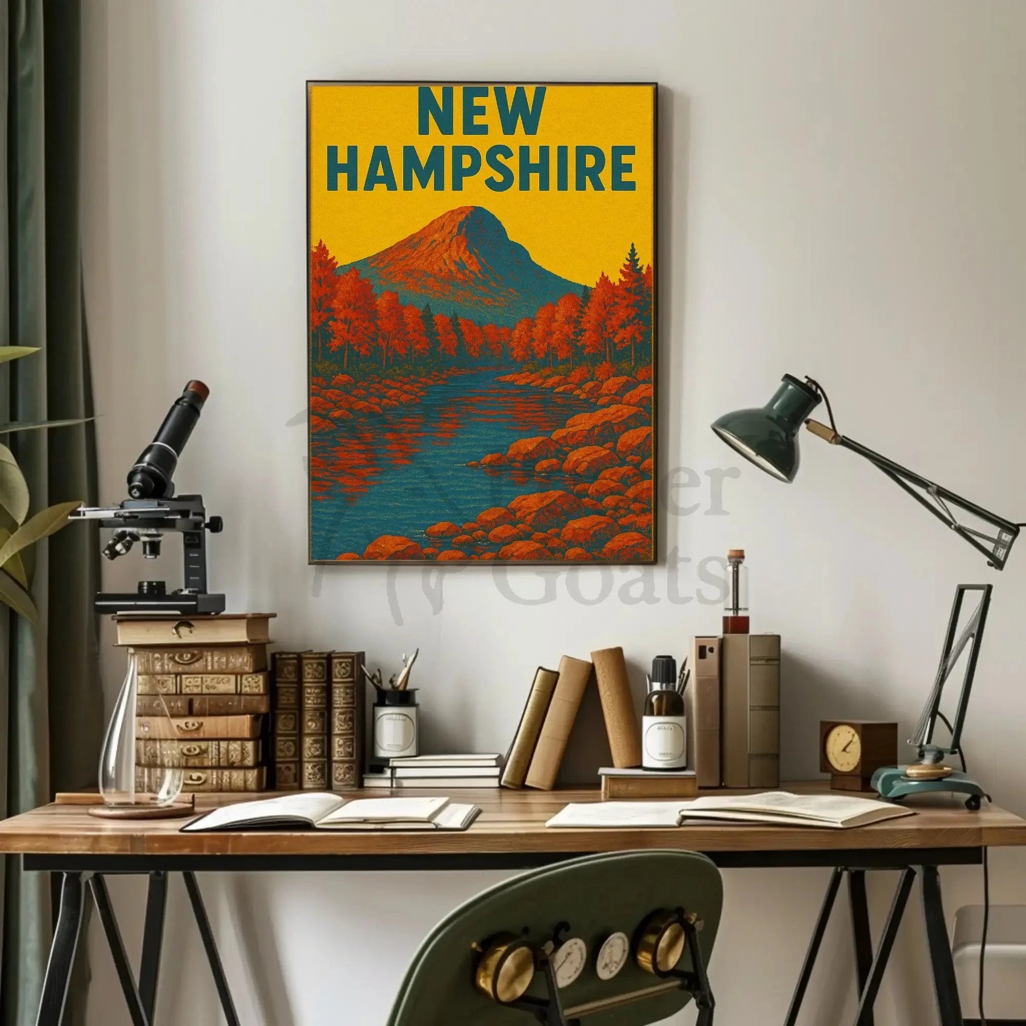 New Hampshire Autumn Landscape Vintage Travel Poster