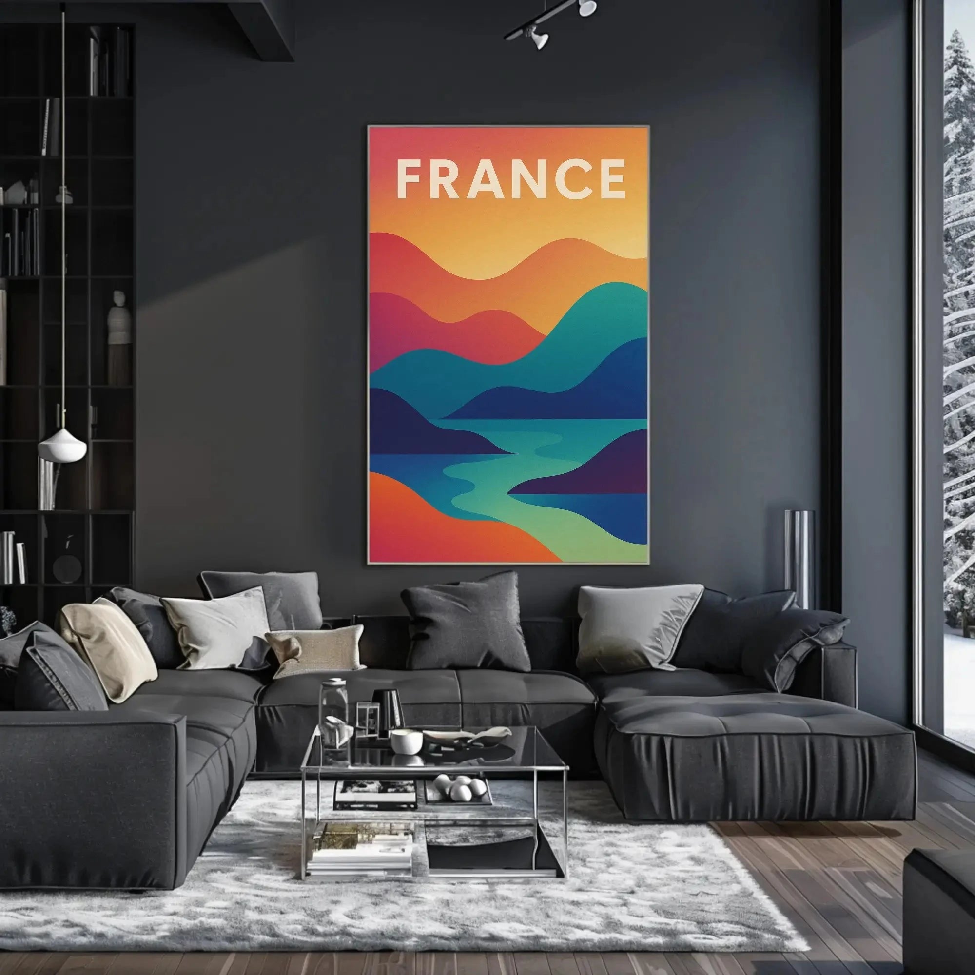 Colorful French Landscape Travel Poster