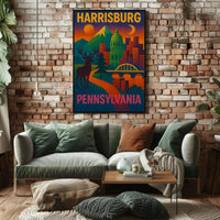 Harrisburg Pennsylvania Retro Abstract Poster