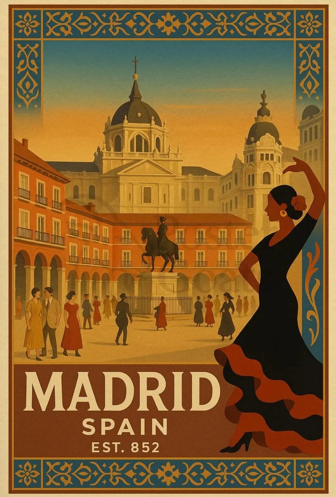 Vintage Madrid Poster Celebrating Spanish Culture and History
