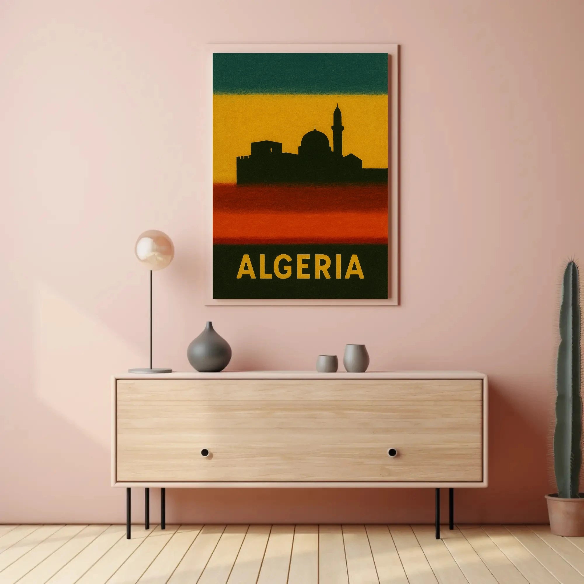 Algerian Cityscape Silhouette with Bold Colors Heritage Poster