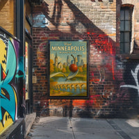 Visit Minneapolis Landmarks Retro Travel Poster