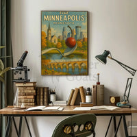 Visit Minneapolis Landmarks Retro Travel Poster