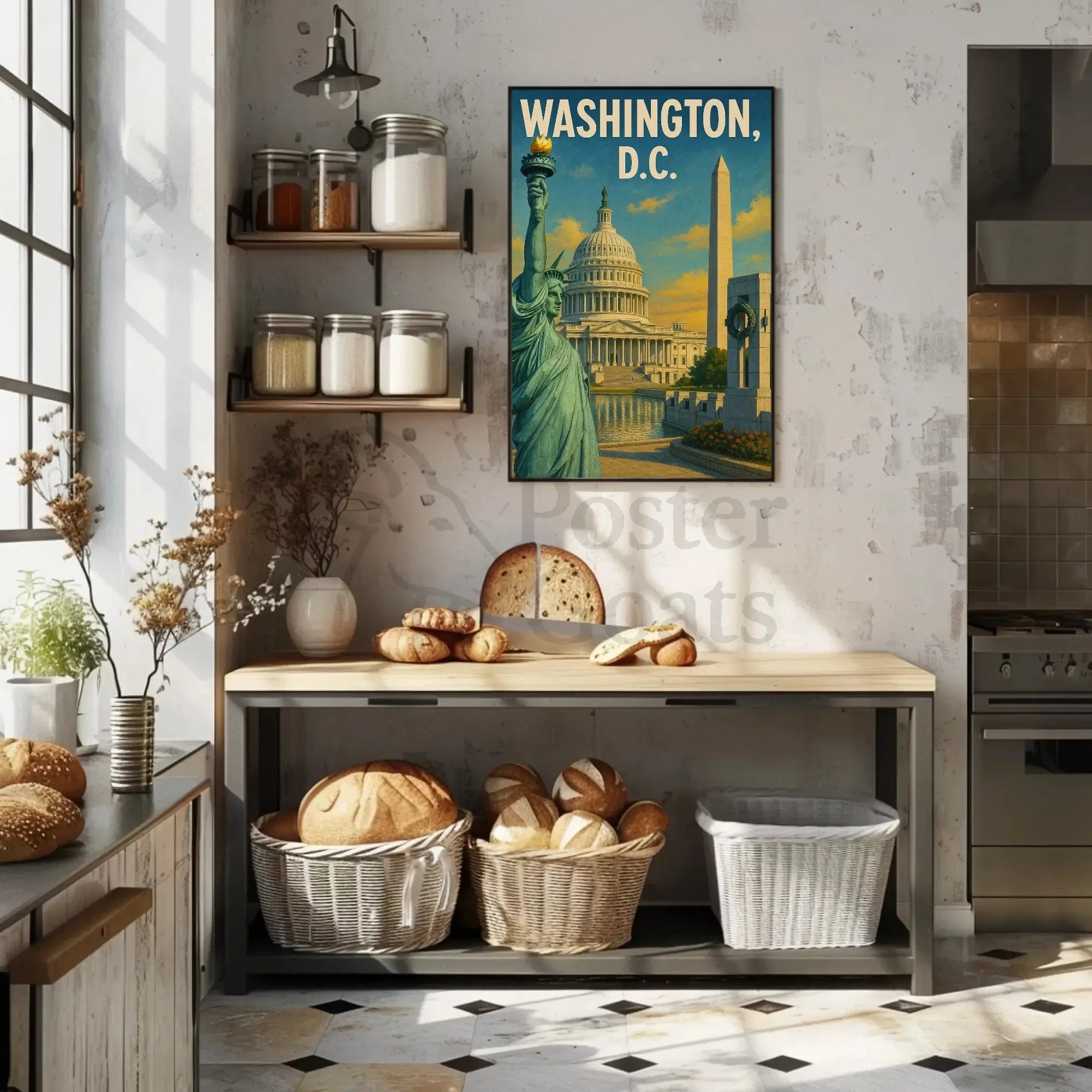 Patriotic American Landmarks Travel Poster