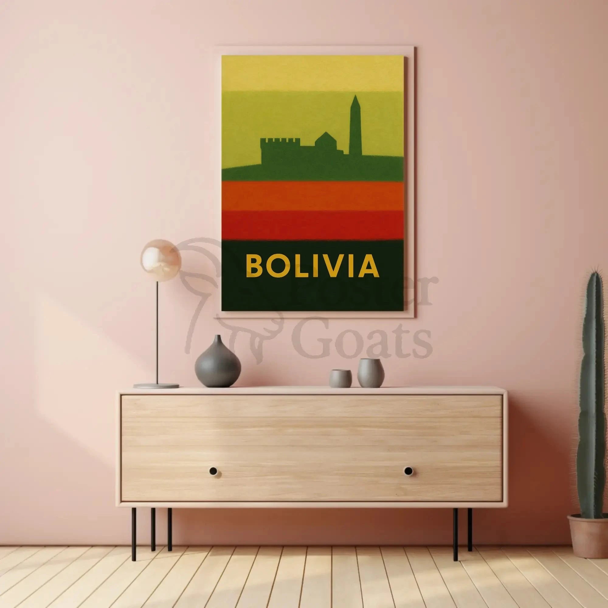 Bolivia Architecture Silhouette in Vibrant Colors Travel Poster