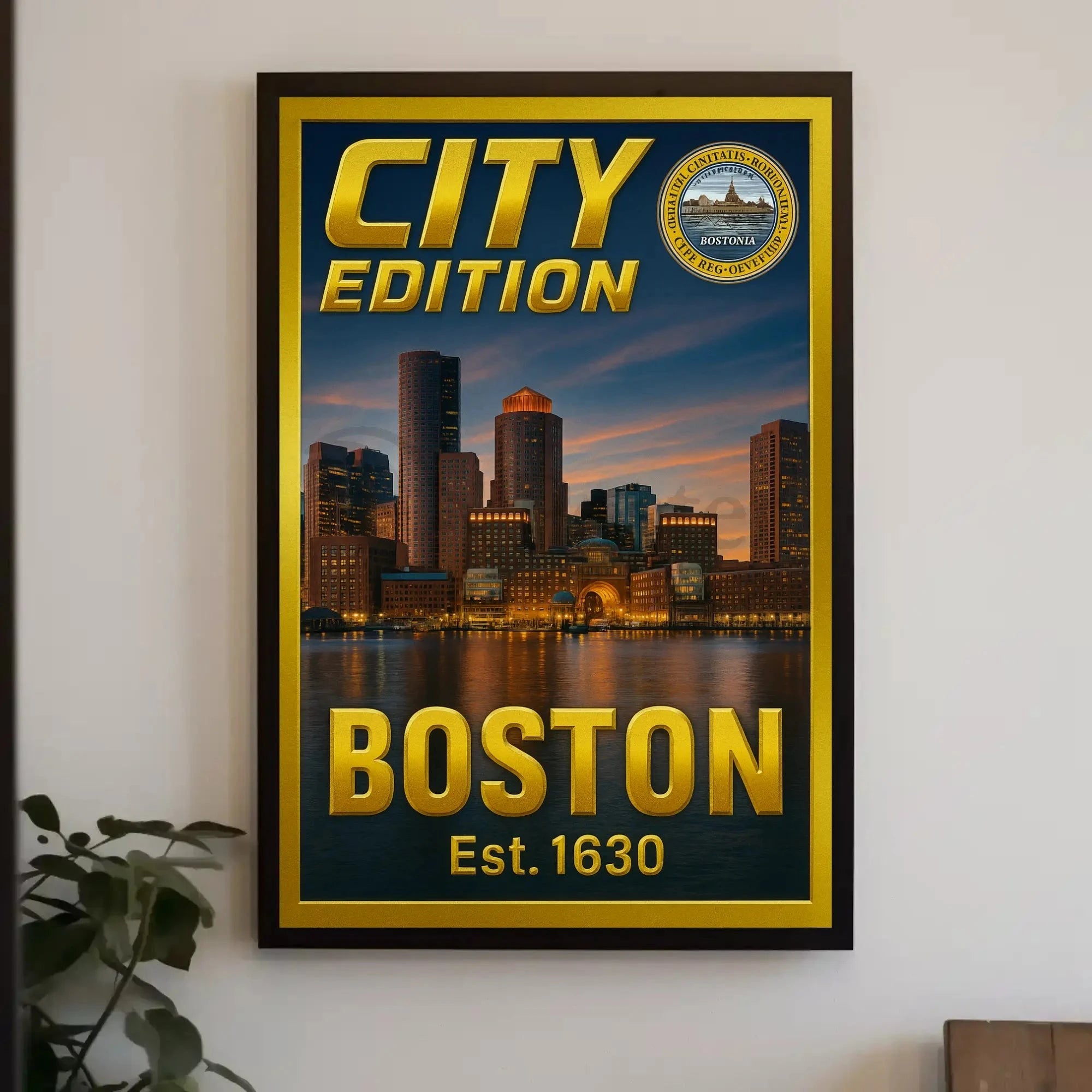 Boston Cityscape Commemorative Heritage Art Poster