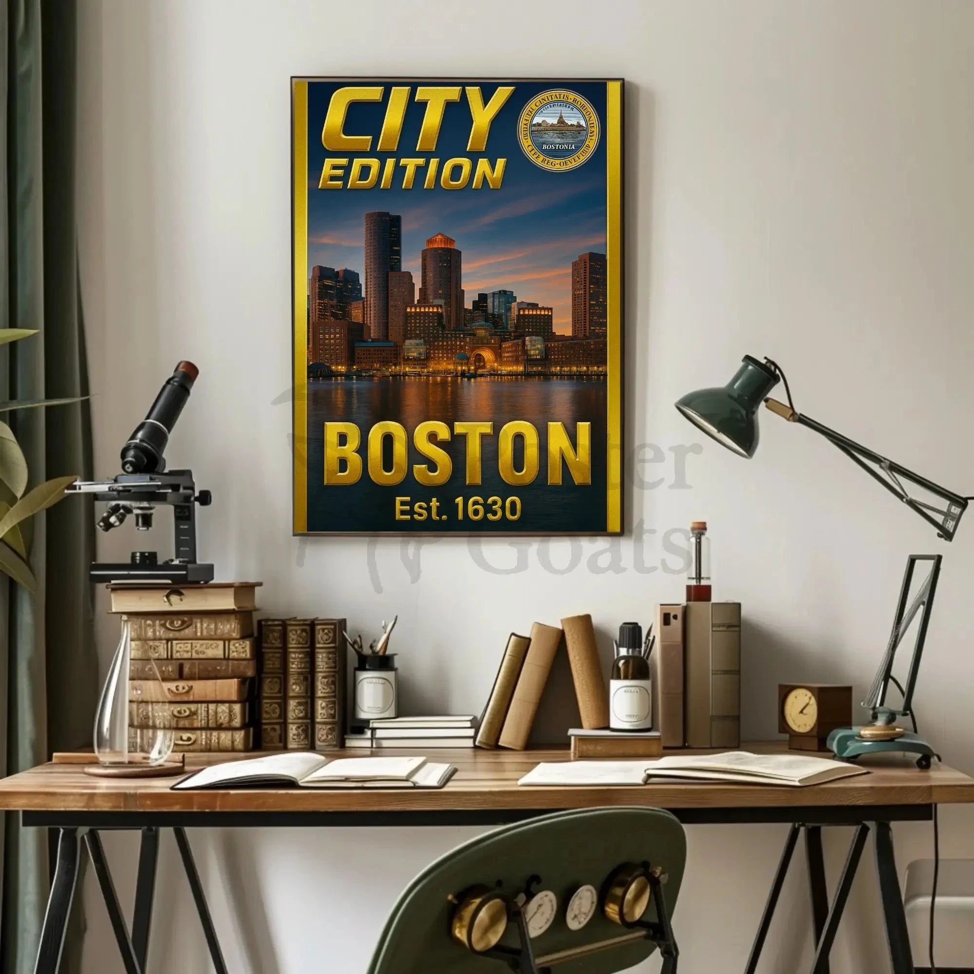Boston Cityscape Commemorative Heritage Art Poster