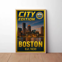 Boston Cityscape Commemorative Heritage Art Poster