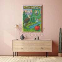 Washington State's Natural Beauty Patriotic Travel Poster