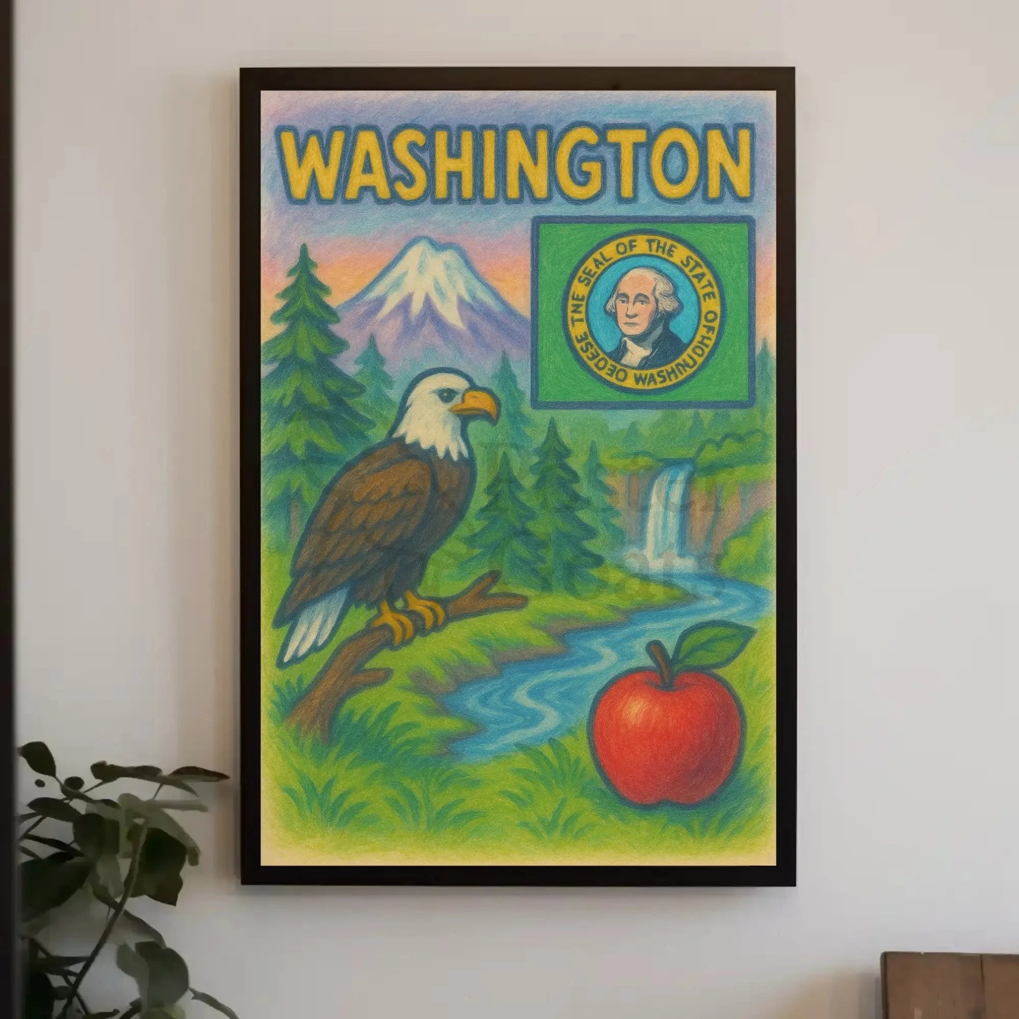 Washington State's Natural Beauty Patriotic Travel Poster