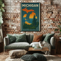 Michigan Scenic Vintage Travel Poster
