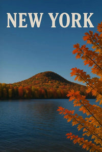 New York Autumn Lake Landscape Poster Modern Wall Art
