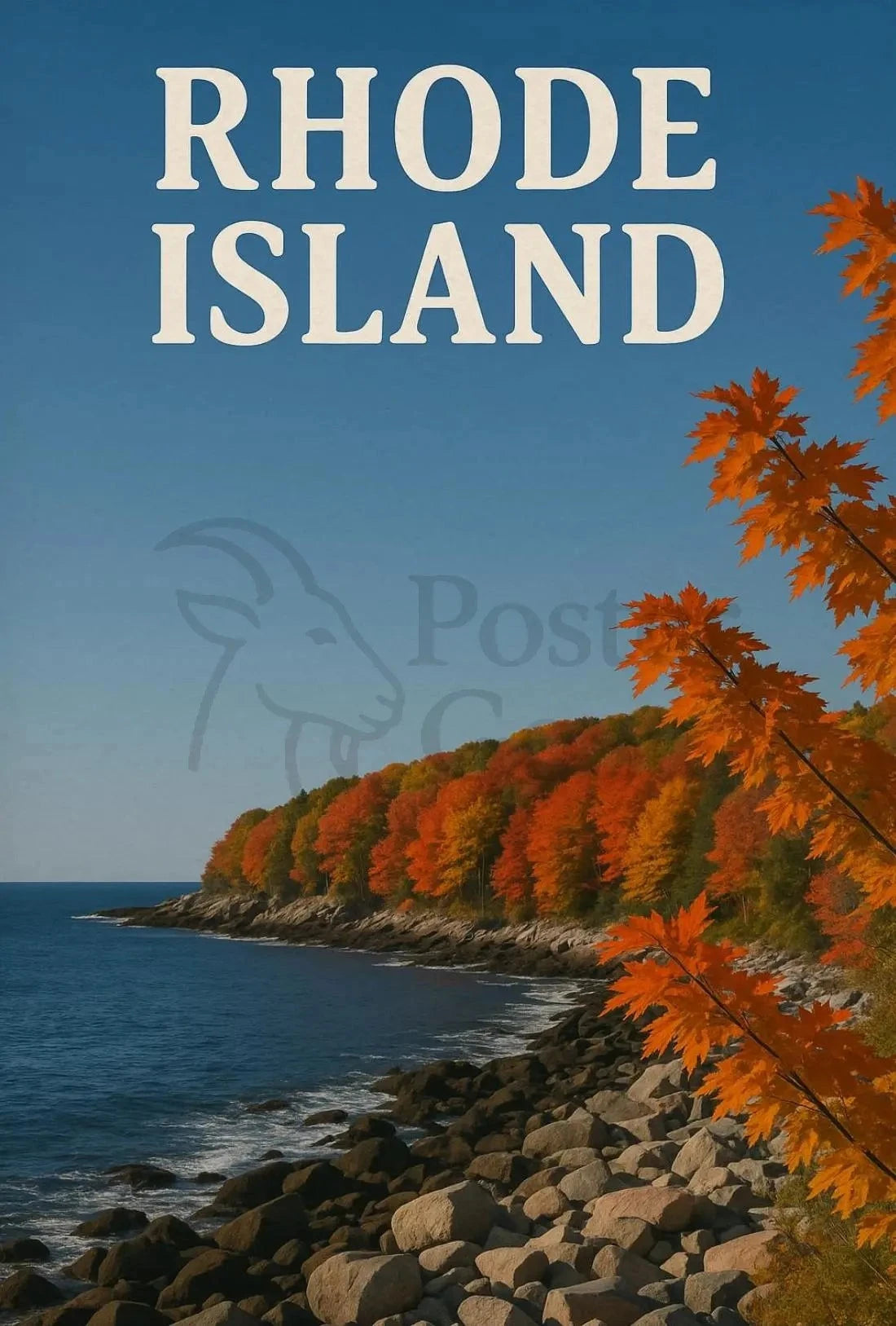Rhode Island Coastal Landscape Autumn Travel Poster