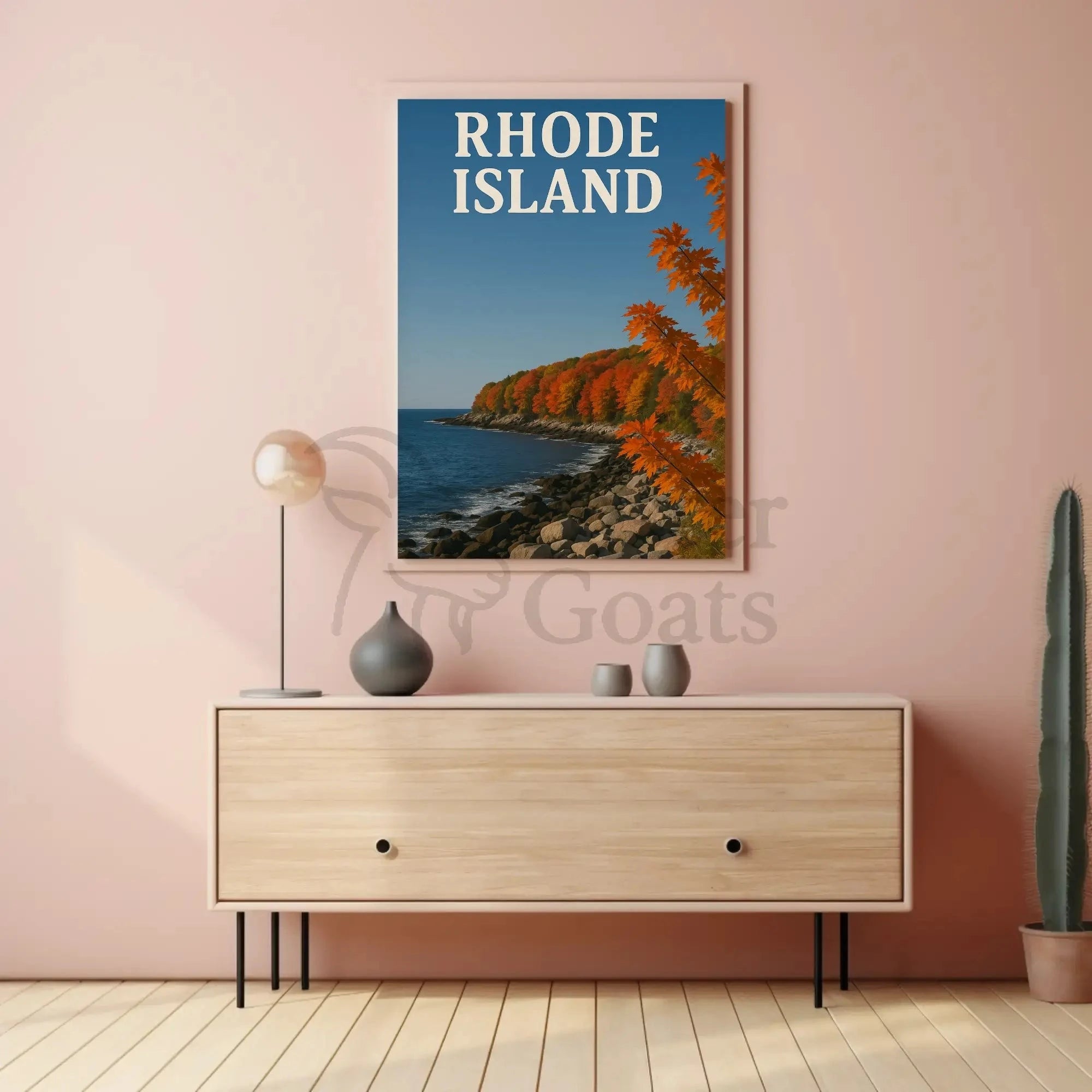 Rhode Island Coastal Landscape Autumn Travel Poster