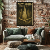 Dream City New York Skyline Poster Abstract Wall Art