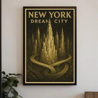 Dream City New York Skyline Poster Abstract Wall Art