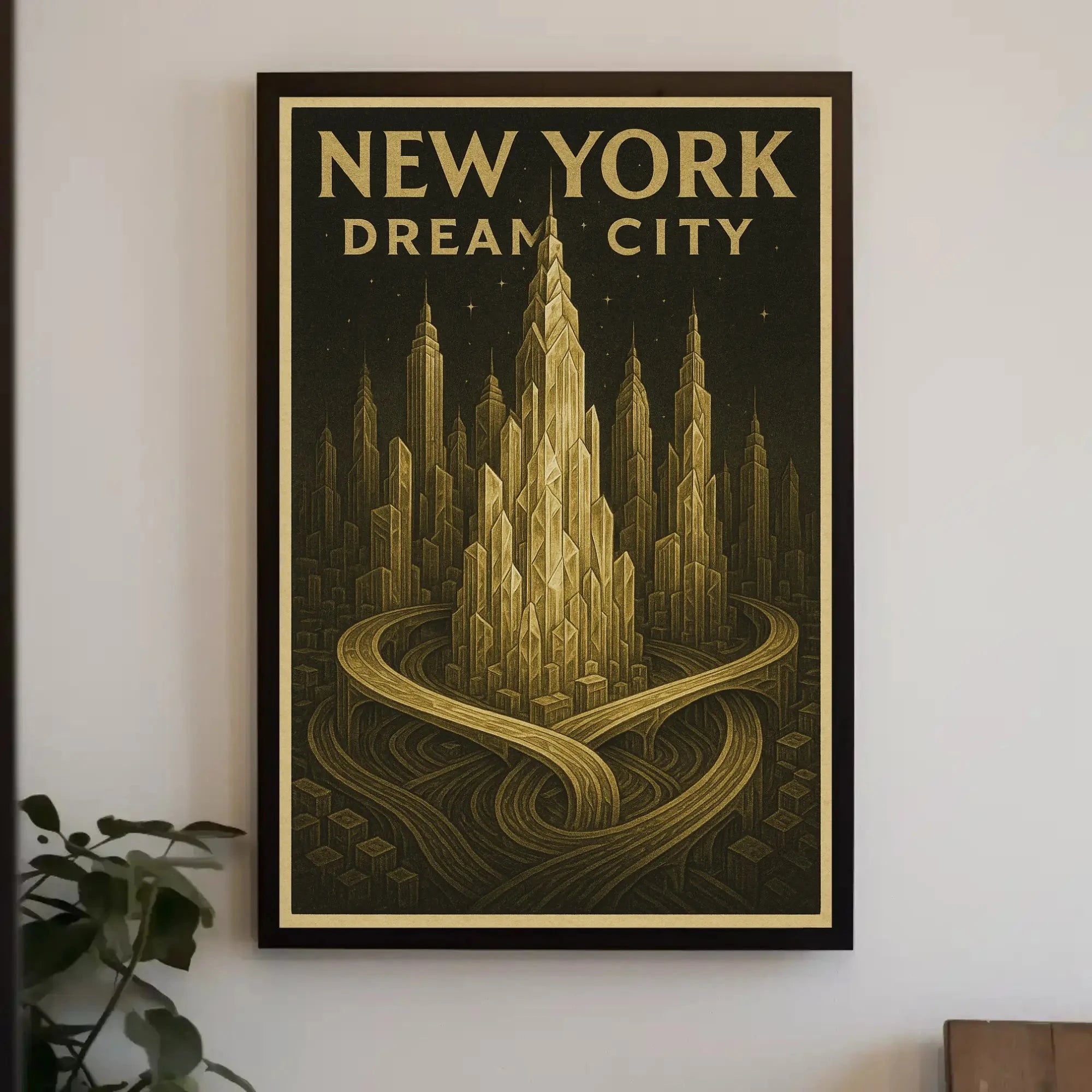 Dream City New York Skyline Poster Abstract Wall Art