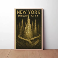 Dream City New York Skyline Poster Abstract Wall Art