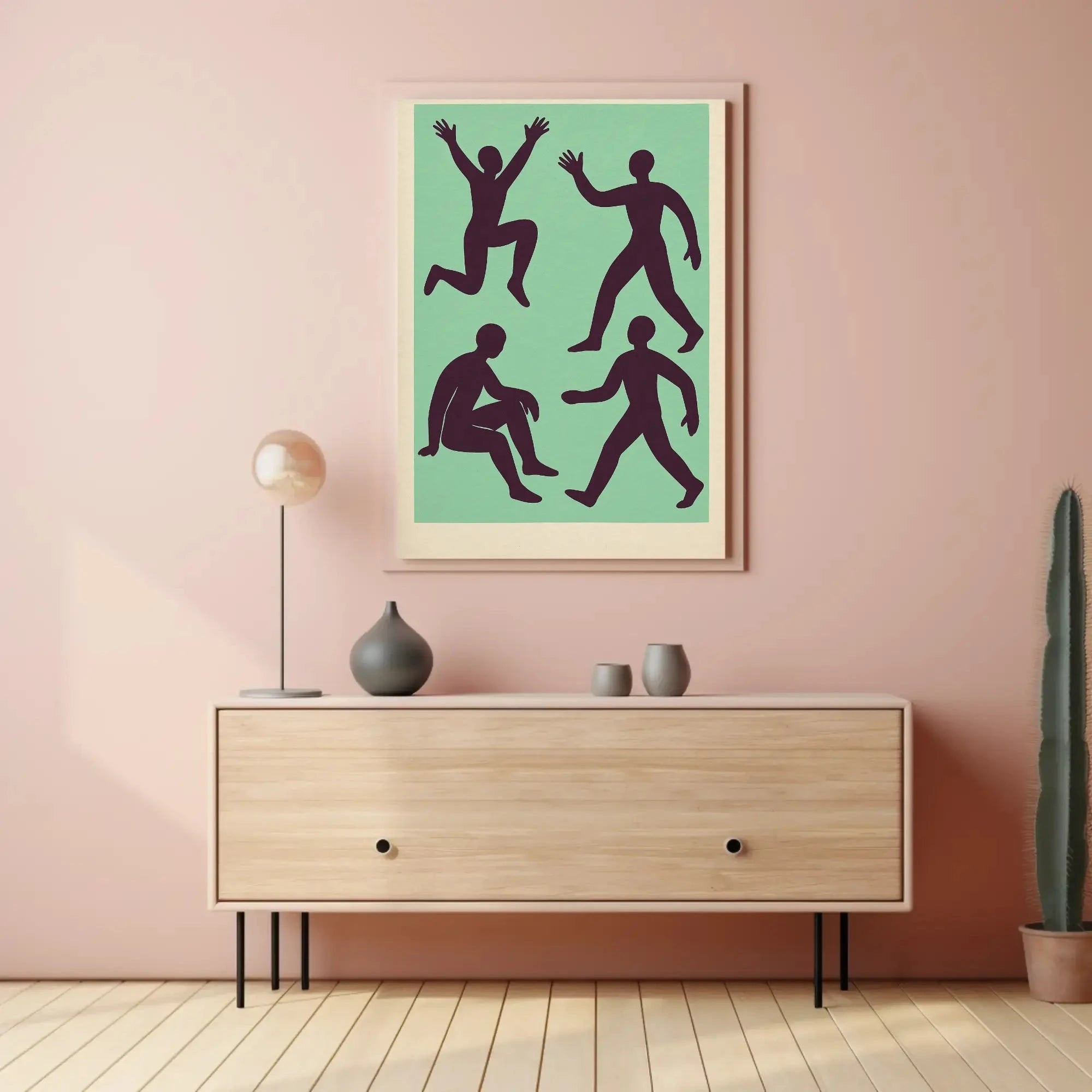 Dynamic Abstract Figures Mid-Century Artistic Poster