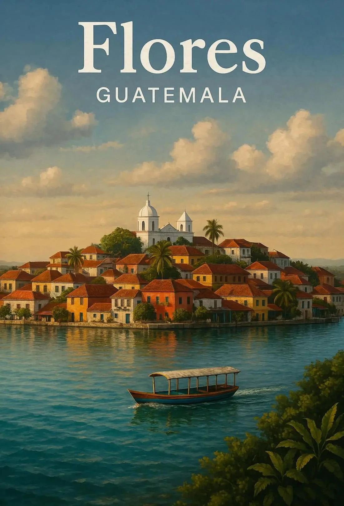 Flores Guatemala Travel Poster