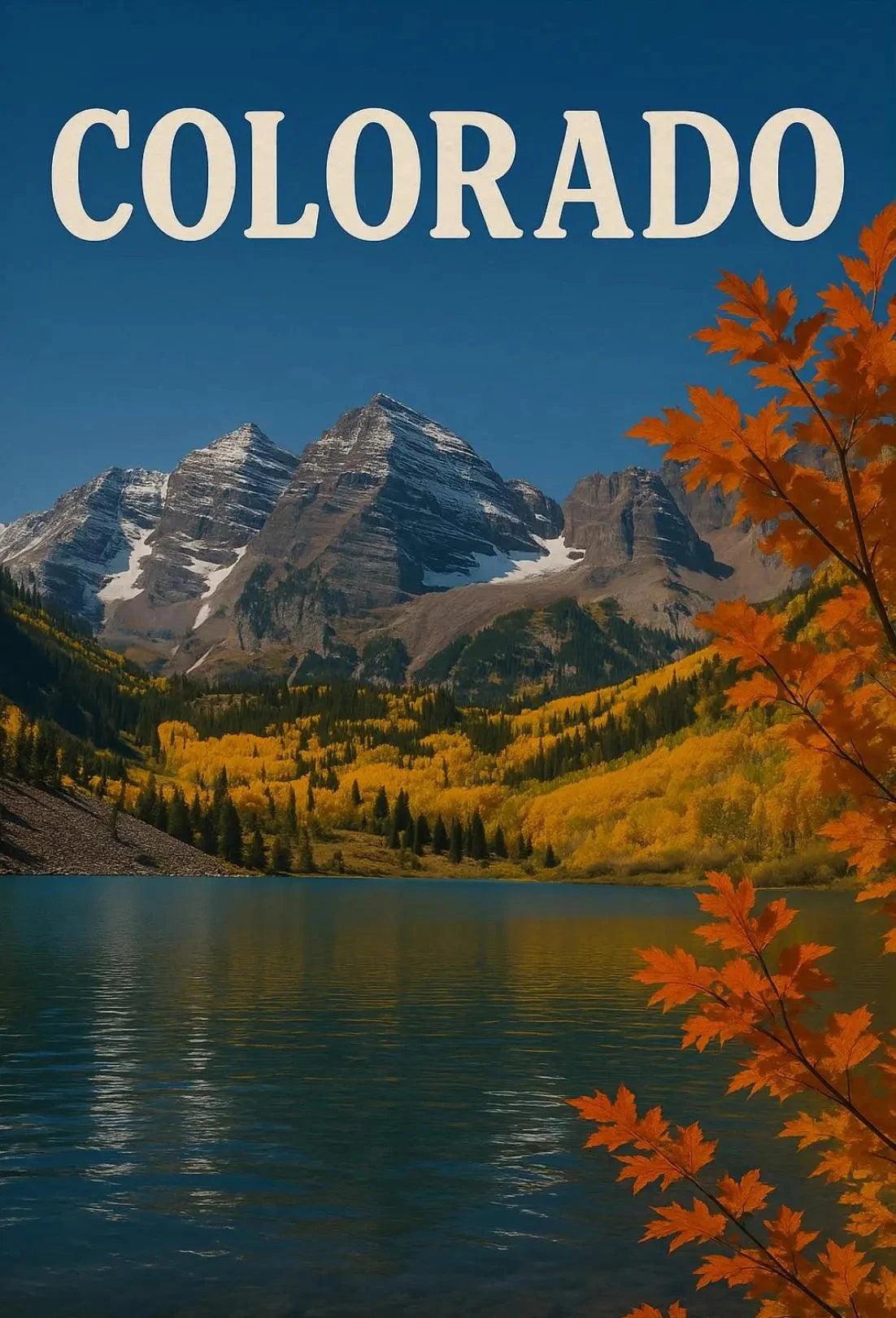 Colorado Mountain Landscape with Autumn Foliage Travel Poster