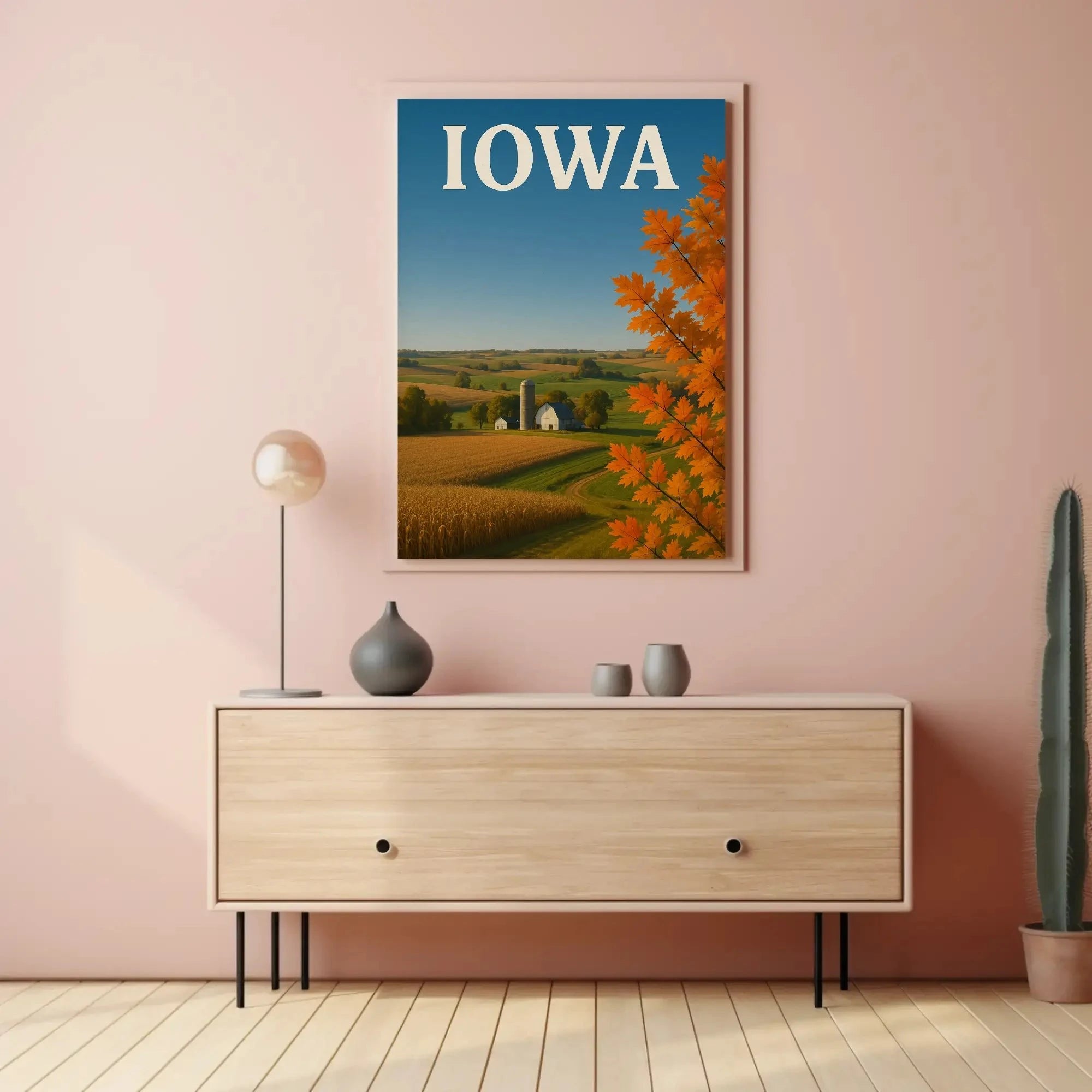 Iowa Tranquil Autumn Landscape Travel Poster