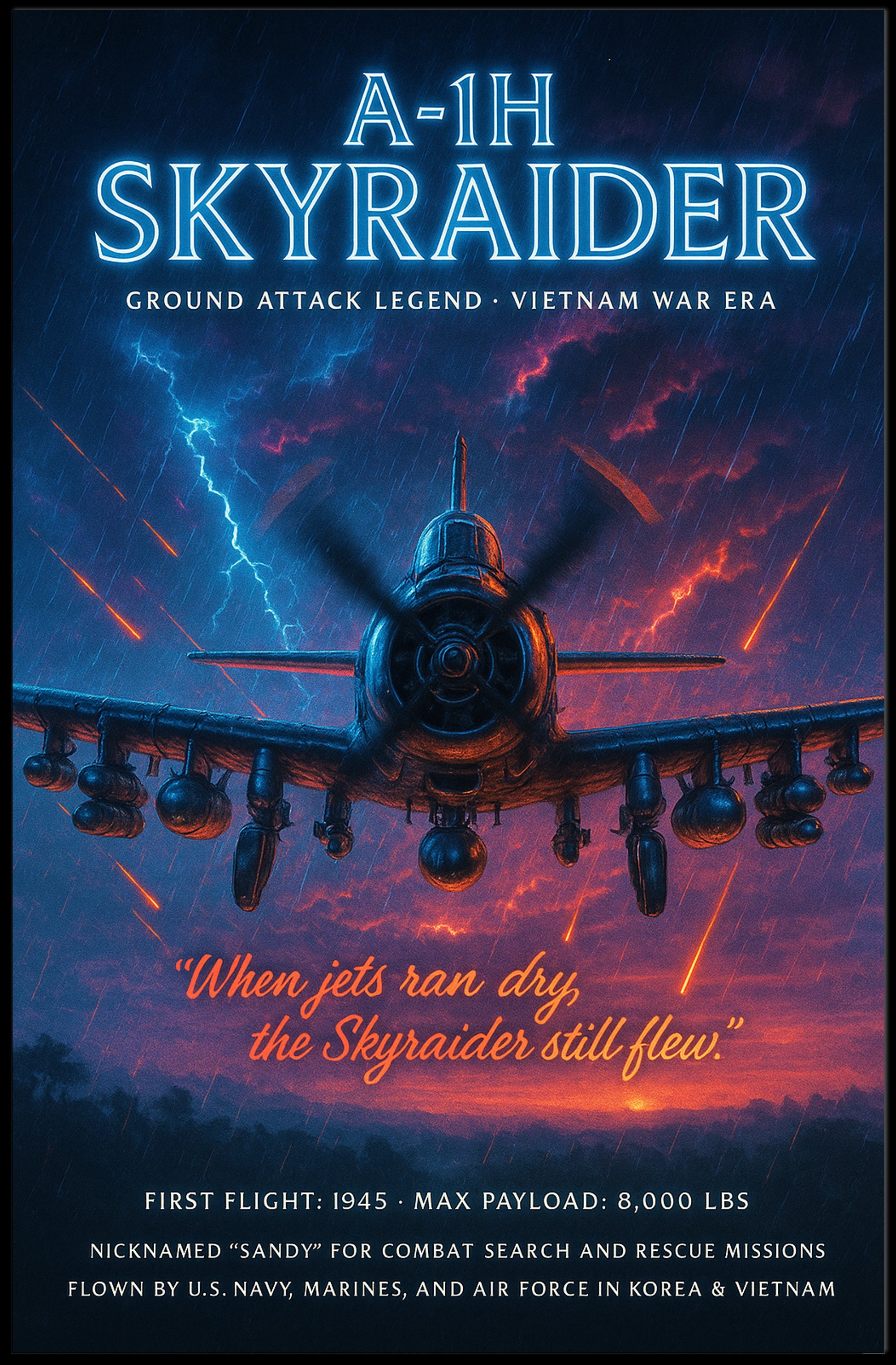 A-1H Skyraider Ground Attack Legend Poster PosterGoat