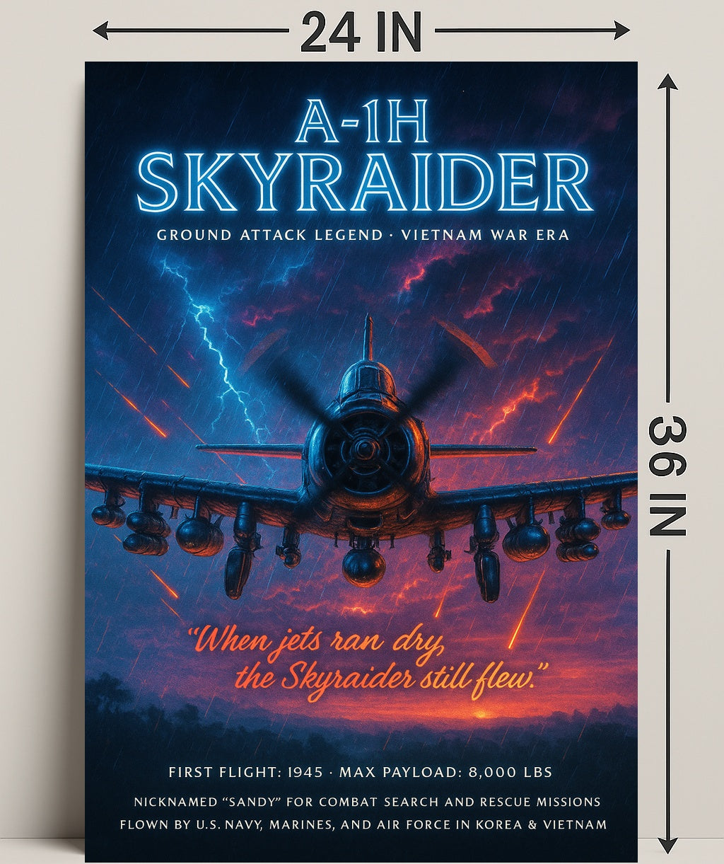 A-1H Skyraider Ground Attack Legend Poster PosterGoat