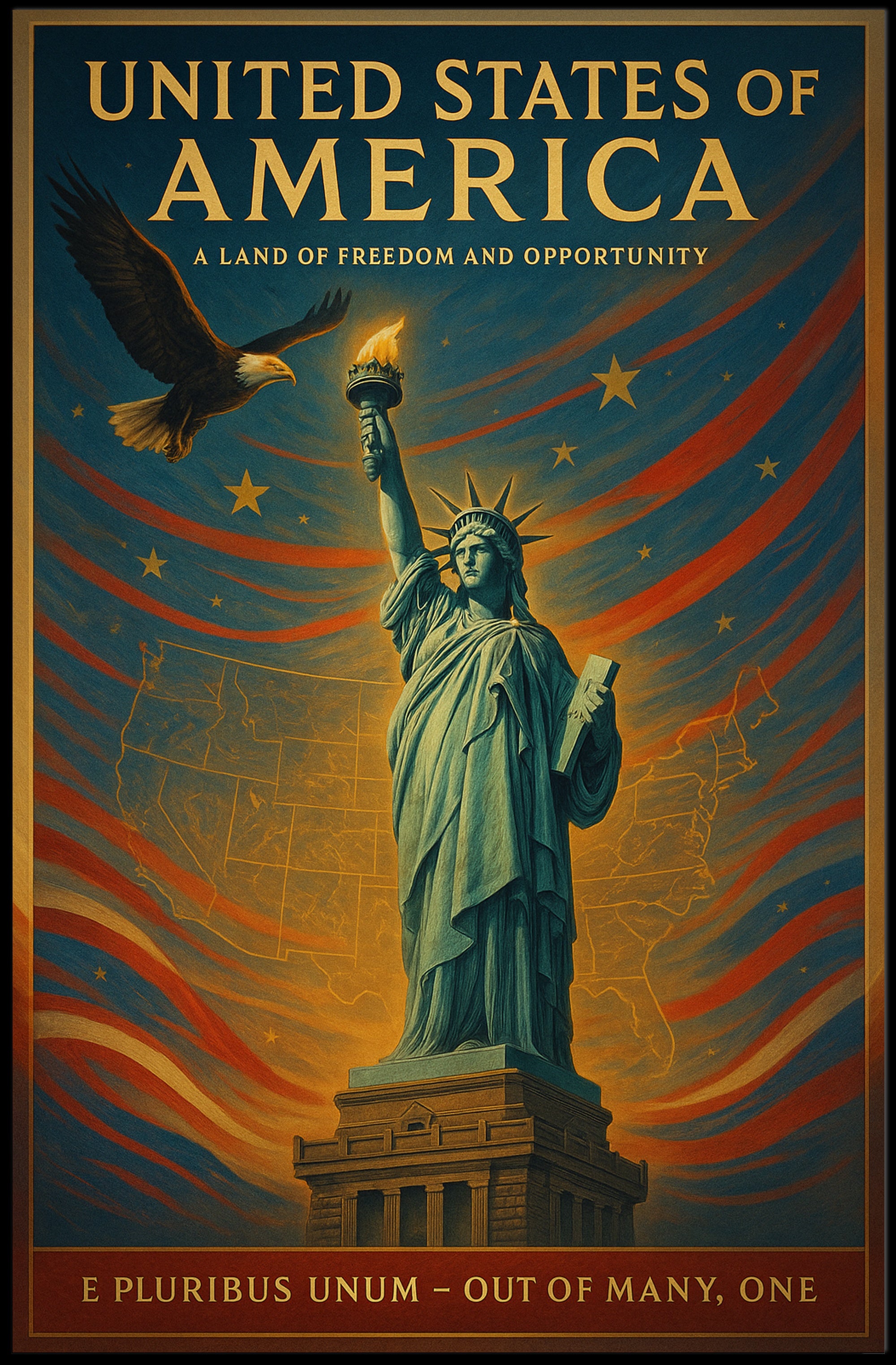 A Land Of Freedom And Opportunity Poster PosterGoat