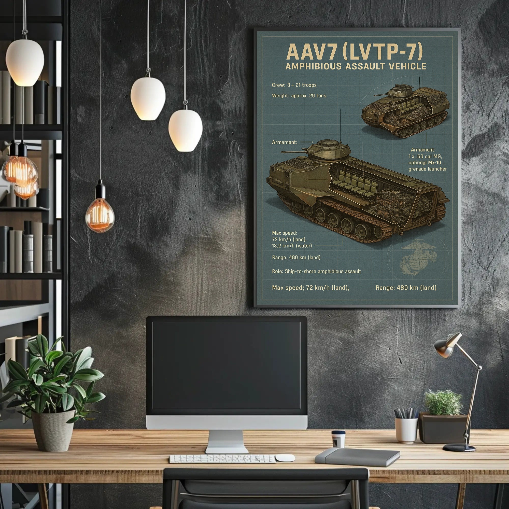 AAV7 Amphibious Assault Vehicle Poster PosterGoat