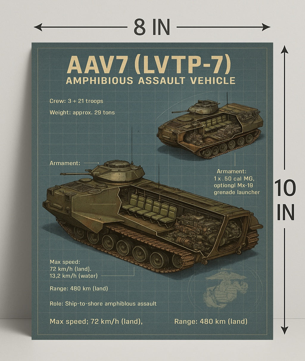 AAV7 Amphibious Assault Vehicle Poster PosterGoat