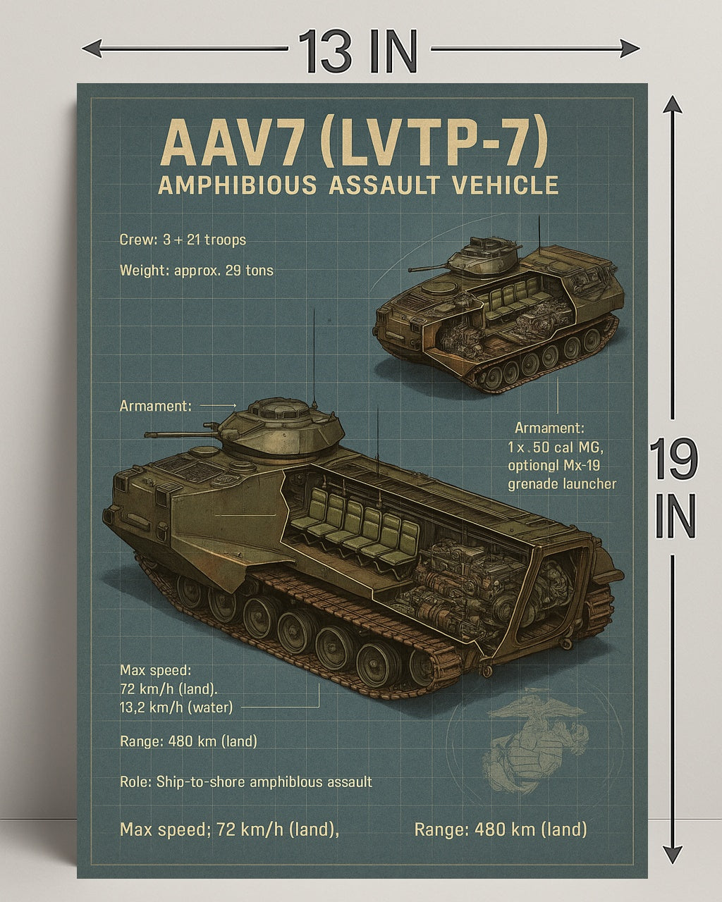 AAV7 Amphibious Assault Vehicle Poster PosterGoat