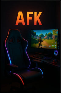 AFK Gaming Setup with LED Lights Pop Culture Poster PosterGoat