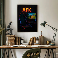 AFK Gaming Setup with LED Lights Pop Culture Poster PosterGoat