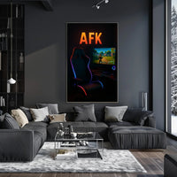 AFK Gaming Setup with LED Lights Pop Culture Poster PosterGoat