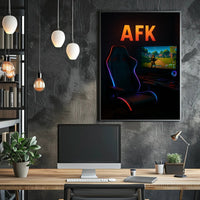 AFK Gaming Setup with LED Lights Pop Culture Poster PosterGoat