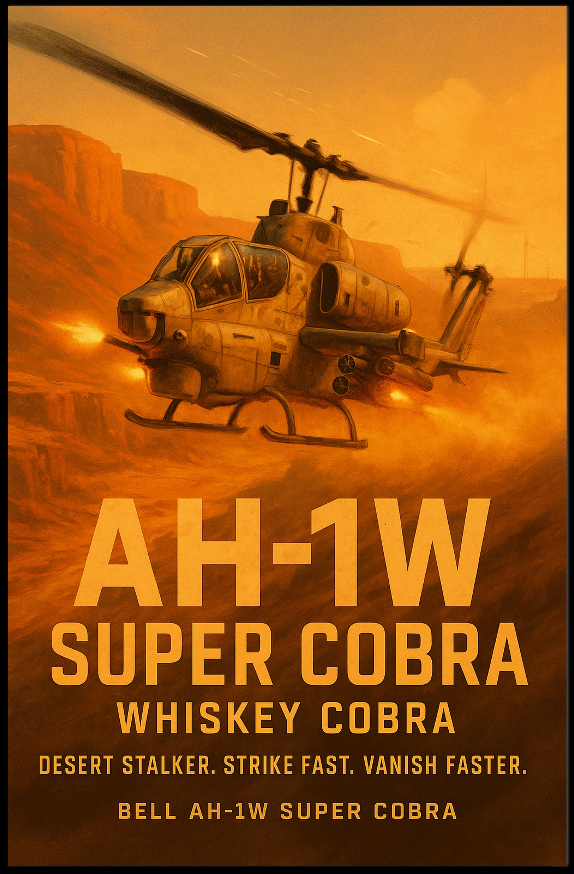 AH-1W Super Cobra in Action Military Recruitment Poster PosterGoat