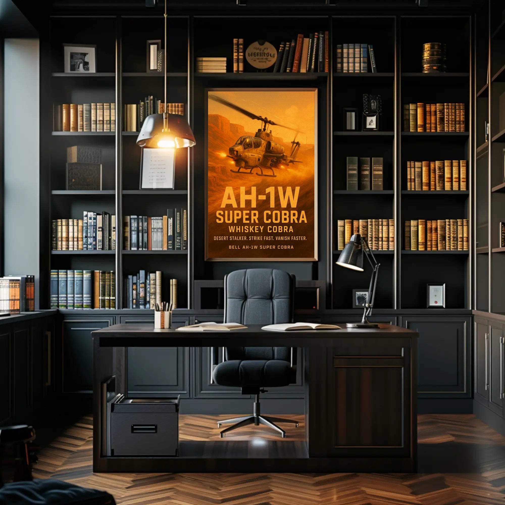 AH-1W Super Cobra in Action Military Recruitment Poster PosterGoat